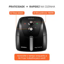 Fritadeira Sem Óleo Air Fryer 8L Mondial Preto - AFN-80-FB 220V/60Hz