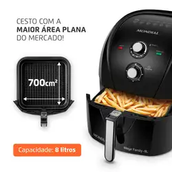 Fritadeira Sem Óleo Air Fryer 8L Mondial Preto - AFN-80-FB 220V/60Hz