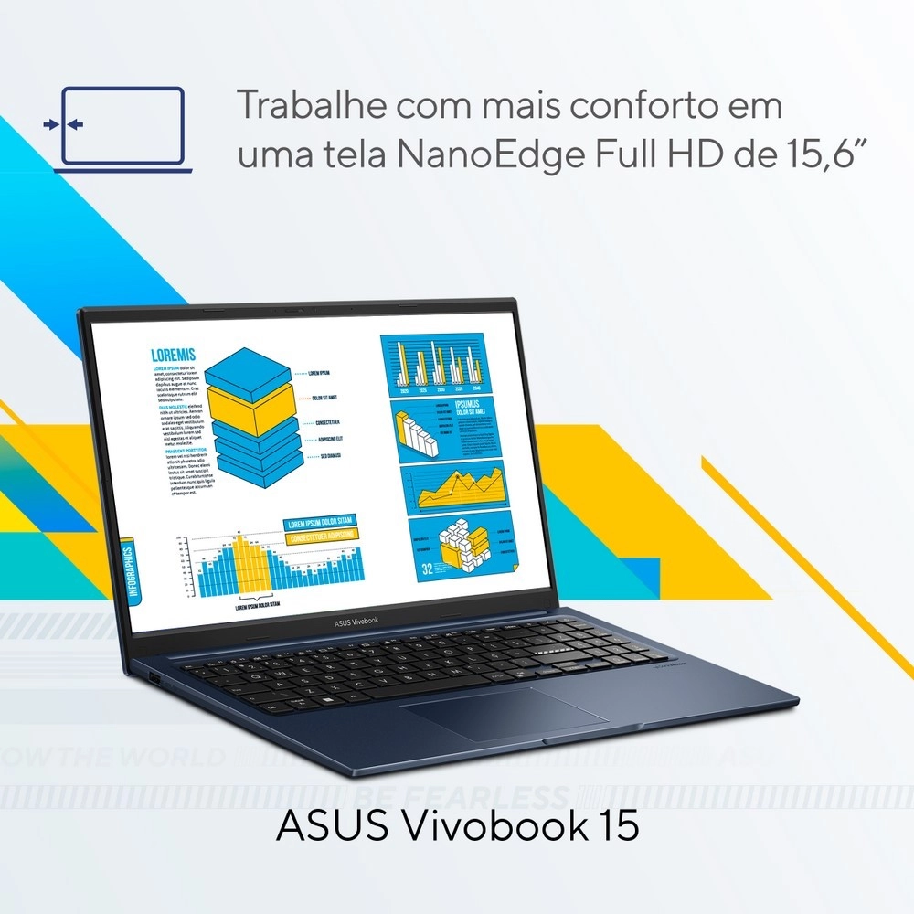 Notebook Asus Vivobook 15 Core i5 8GB 512GB SSD Tela 15,6" Windows 11 Home X1504ZA-NJ987W Azul