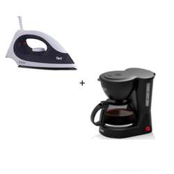 Cafeteira Elétrica CF100 15 Xícaras + Ferro de Passar a Seco FP100 1250W Preto/Branco