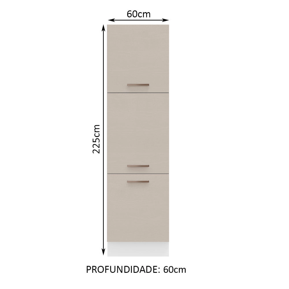 Paneleiro 60 x 60 cm 3 Portas Branco/Crema Agata Madesa Cor:Branco/Crema