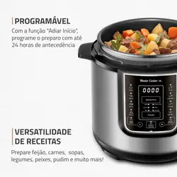 Panela de Pressão Elétrica Digital 6L Mondial Preto/Inox - PE-60-6L-I PAN. ELET. PRESS. PE-60-6L-I 220V/60HZ