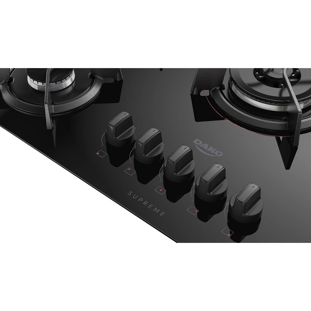 Cooktop 5 Bocas Dako Supreme Com Mesa de Vidro Preto Bivolt