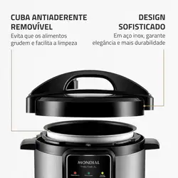 Panela de Pressão Elétrica Mondial Pratic Cook 3L Premium I PE-47-3L-I PANELA ELÉTRICA DE PRESSÃO-220V-PRETO/INOX