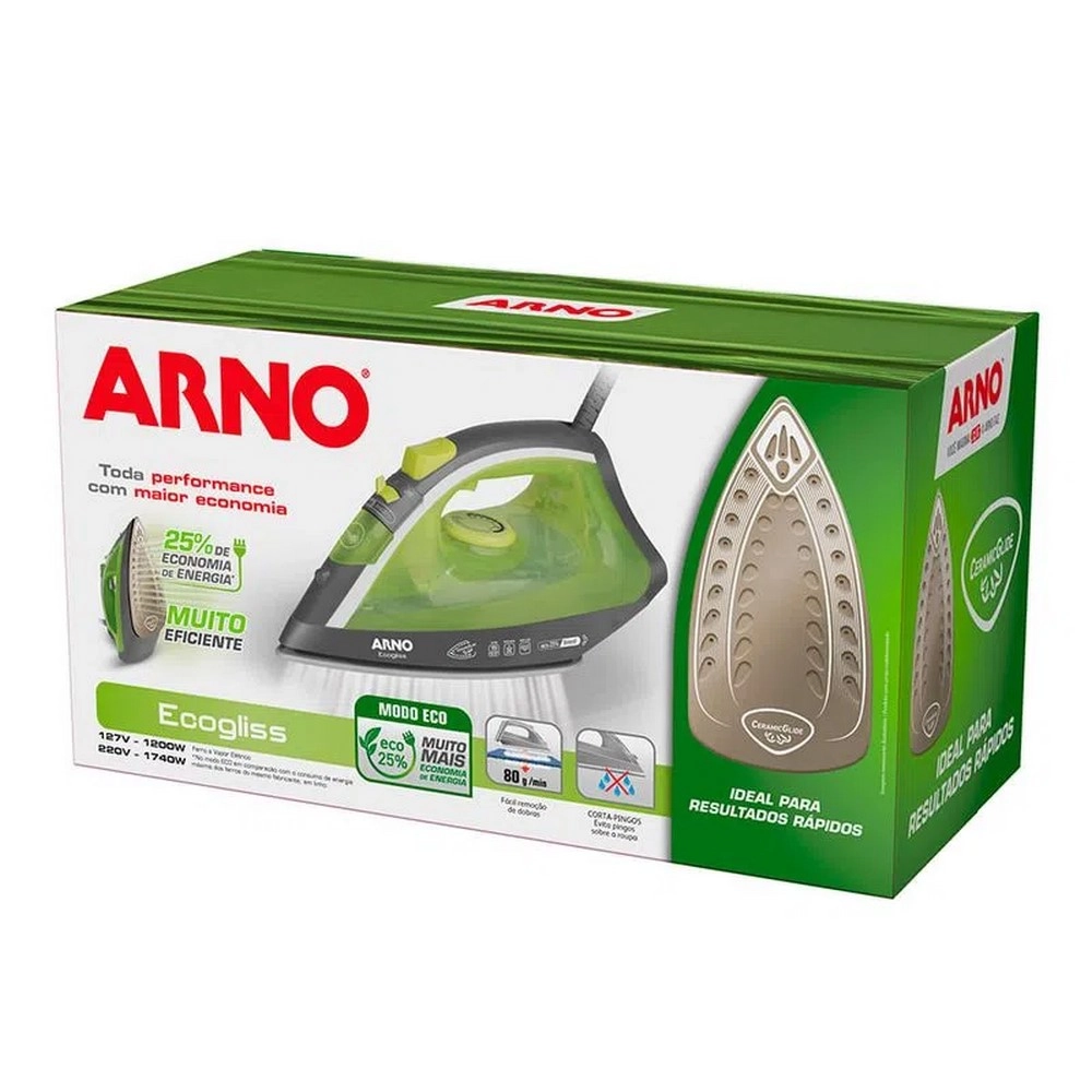 Ferro de Passar a Vapor Base Antiaderente com Spray Arno Steamgliss FSGP  1200W - Arno