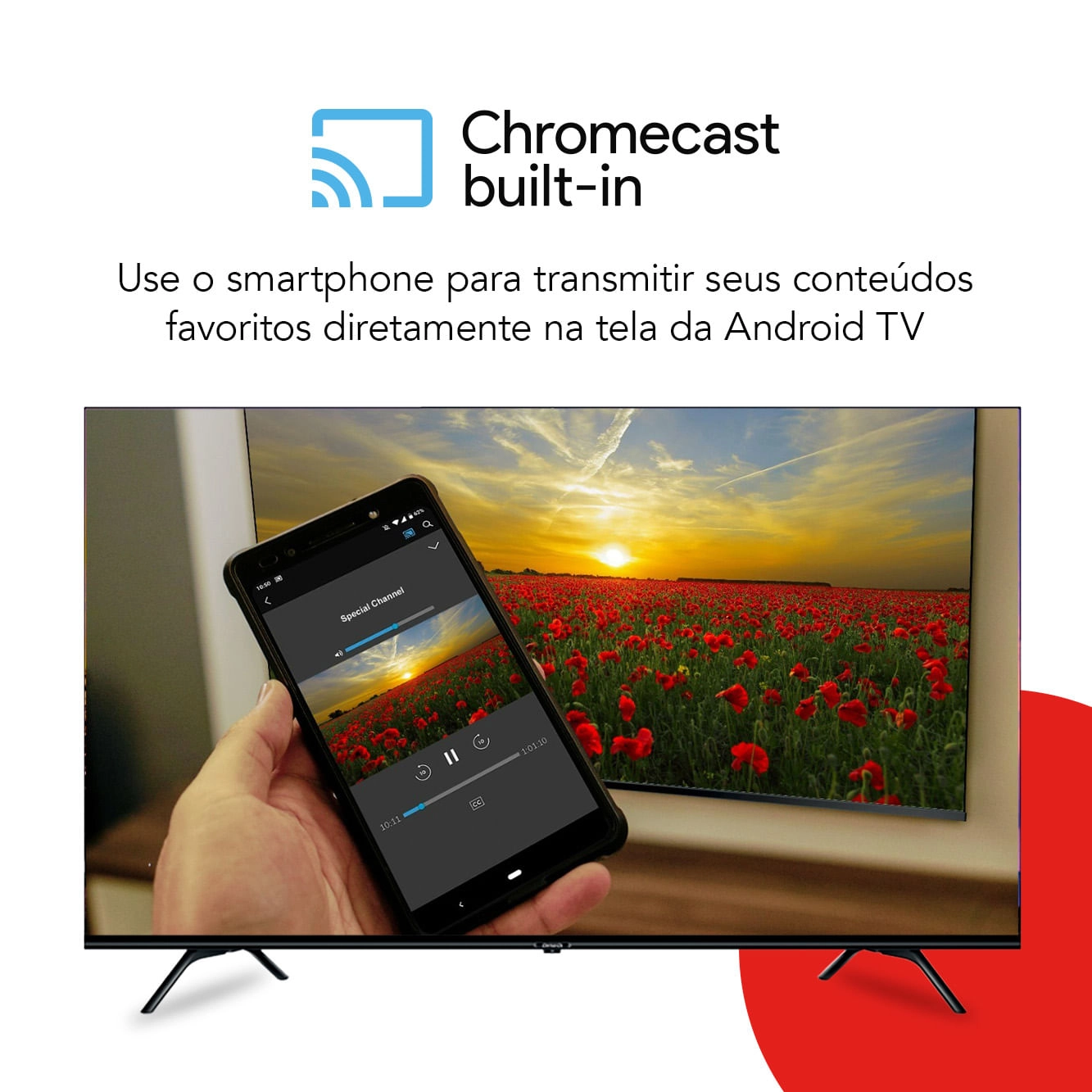 Smart TV Aiwa 55” Android, 4K, Borda Ultrafina, Dolby Vision & Atmos - AWS-TV-55-BL-01-A