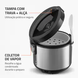 Panela Elétrica Mondial Pratic 6I PE-43-6X PANELA ELÉTRICA DE ARROZ-220V-PRETO/INOX