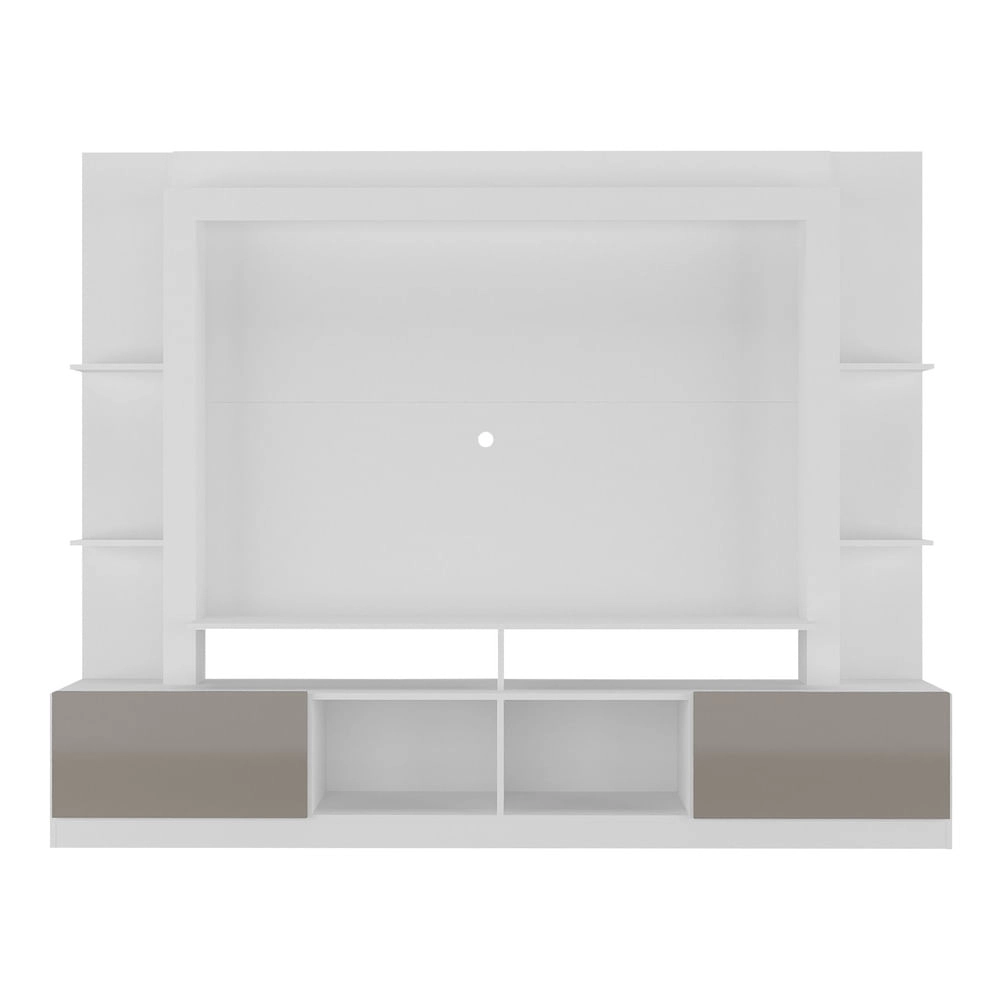 Rack Estante com Painel TV 65" e 2 portas Catar Multimóveis BR3395 Branco/Lacca Fumê