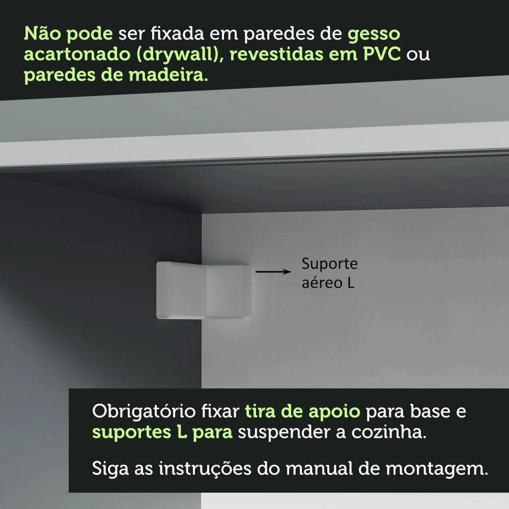 Armário de Cozinha Completa Suspenso 300cm Cinza Nice Madesa 07 Cor:Cinza