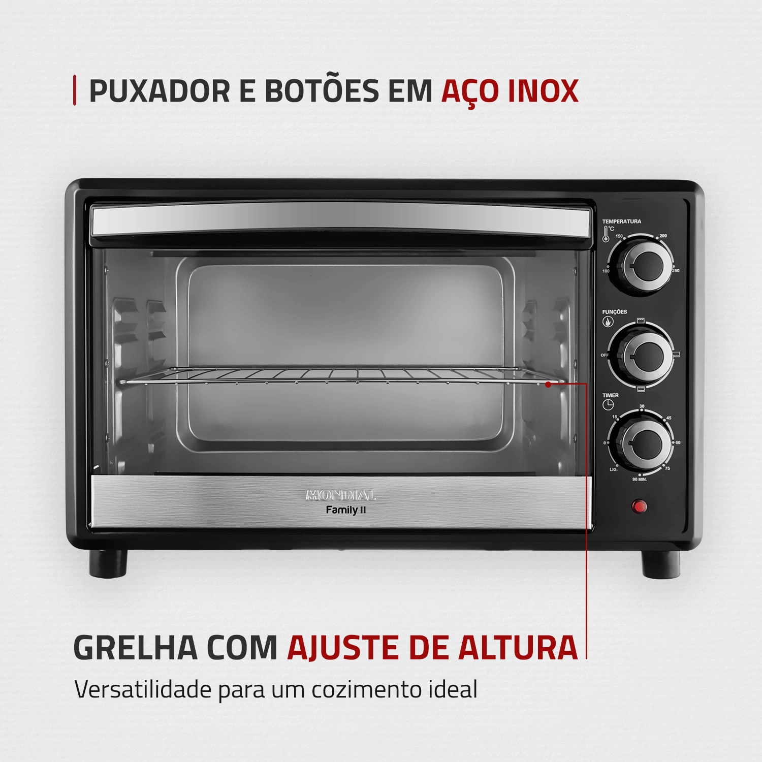 Forno Elétrico 42L Family II Mondial Preto/Inox  FR-42 FORNO ELÉTRICO FR-42 220V/60Hz