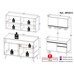 Armário de Cozinha Compacta 2 peças com Leds MP2012 Veneza Up Multimóveis Branca