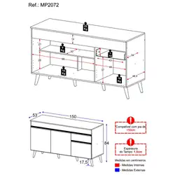 Balcão Cozinha Gabinete Pia 150 cm 3 Portas 1 Gaveta Veneza Multimóveis MP2072 Branco