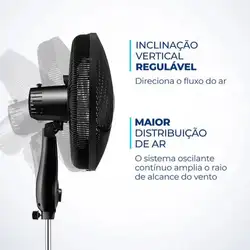 Ventilador De Coluna Mondial 40CM Super Power VSP-40C-NB 6 Pás Preto ...