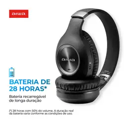 Fone de Ouvido Headphone AIWA HP-02-B BT ANC Alta Definição FONE DE OUVIDO AWS-HP-02-B BIVOLT