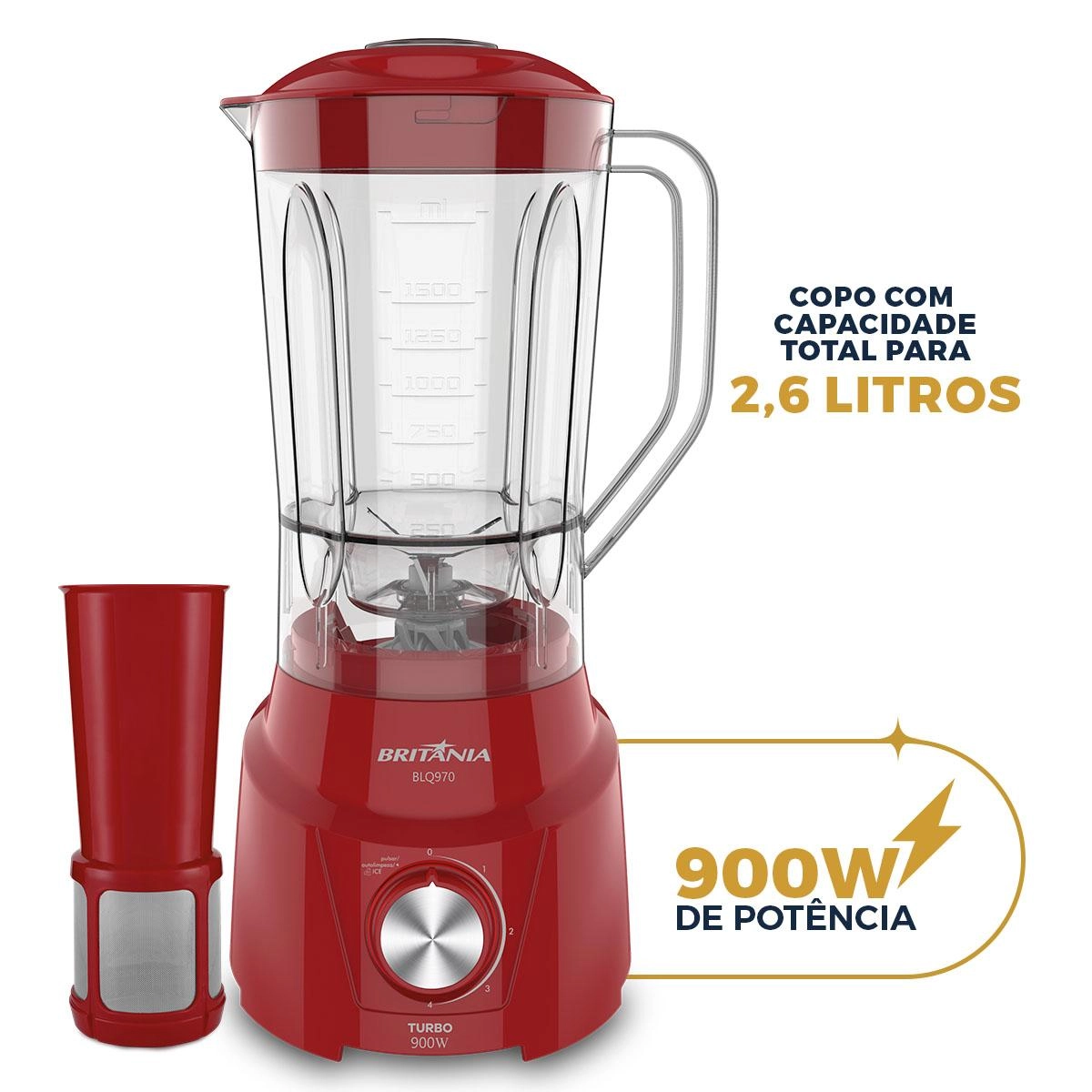 Liquidificador Britânia BLQ970V Turbo 900W 2,6L 220V