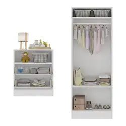 Guarda-Roupas 2 Portas com Cômoda e 2 Gavetas Brownie Multimóveis BB4046 Branco