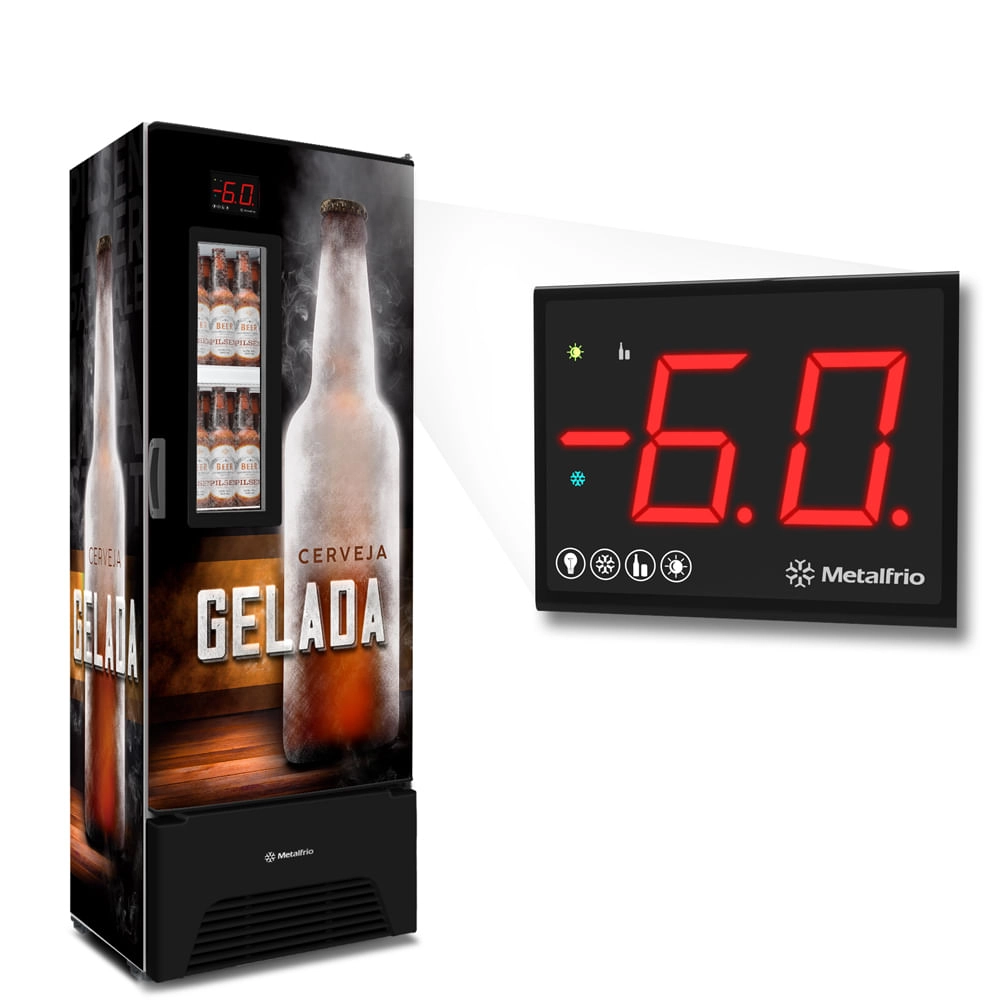 Cervejeira Porta de Visor 434 Litros Metalfrio VN44AF Preta 220V