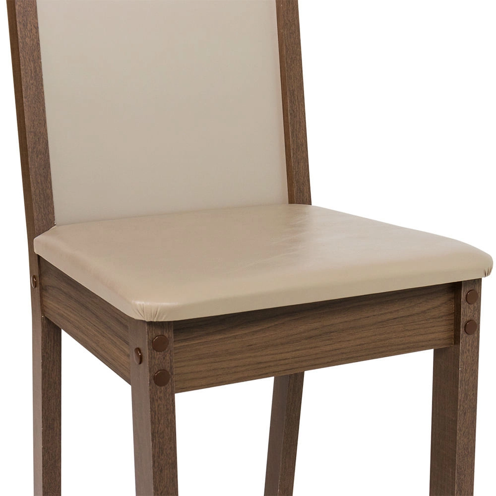 Kit 6 Cadeiras Rustic/Crema/Sintético Bege 4280 Madesa Cor:Rustic/Crema/Sintético Bege