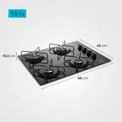 Cooktop a Gás 4 Bocas Mondial CTG-01 COOKTOP A GÁS-BIV-PRETO/INOX