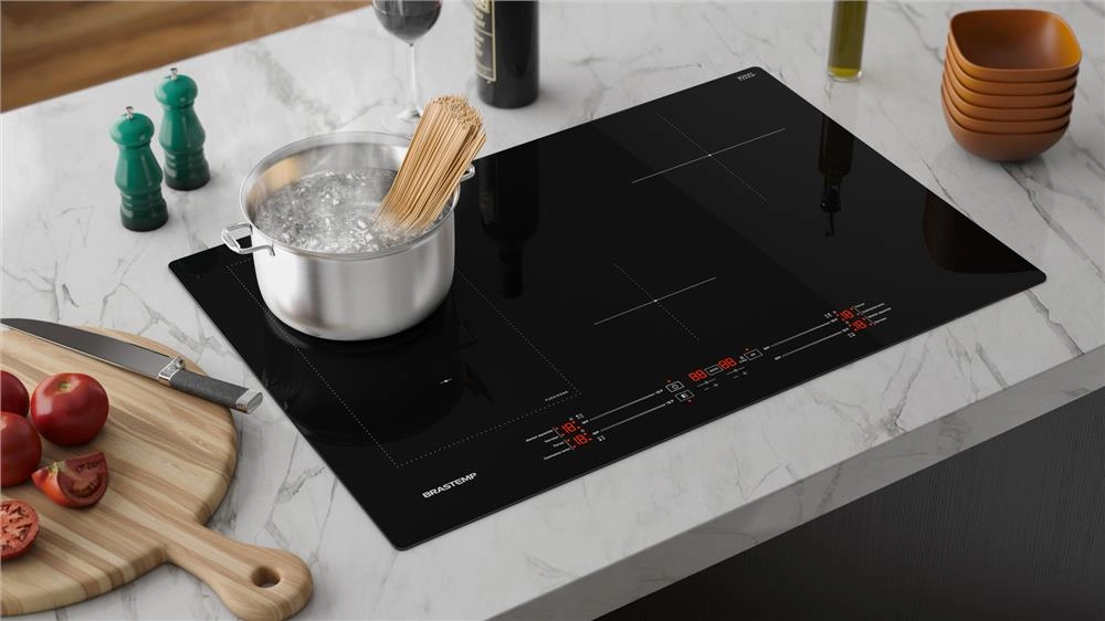 Cooktop 4 bocas de indução Brastemp com Flexizone Preto - BDJ77BE 220v