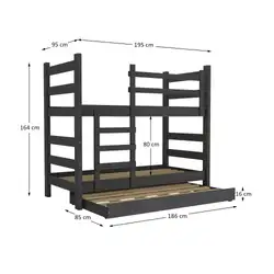 Treliche Madeira Maciça - vira 2 Camas - para Colchão 78/88 x 188cm Dubai Multimóveis CR35105 Preto