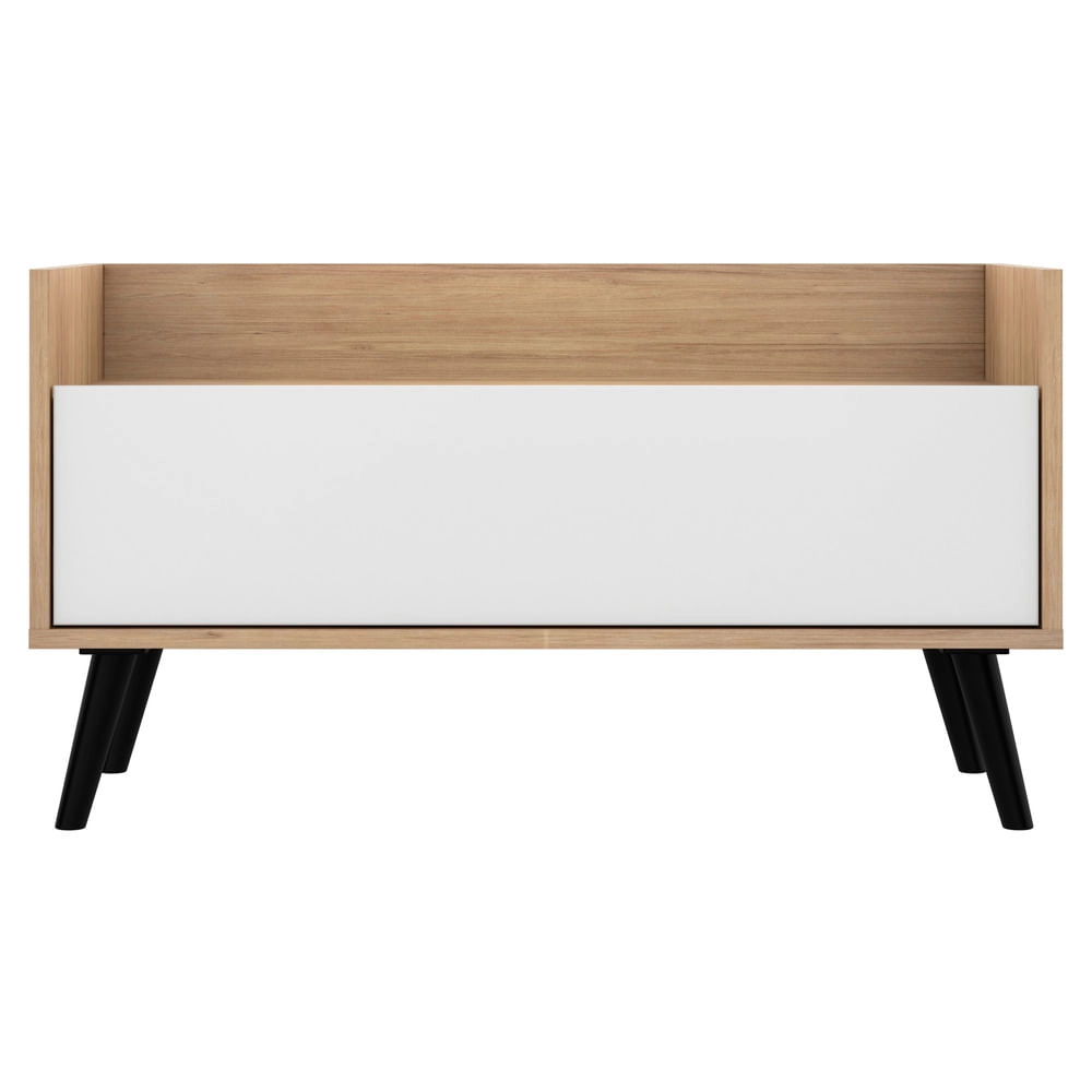 Mesa de Cabeceira 80 cm com Pés Retrô Multimóveis Rustic/Branco/Preto