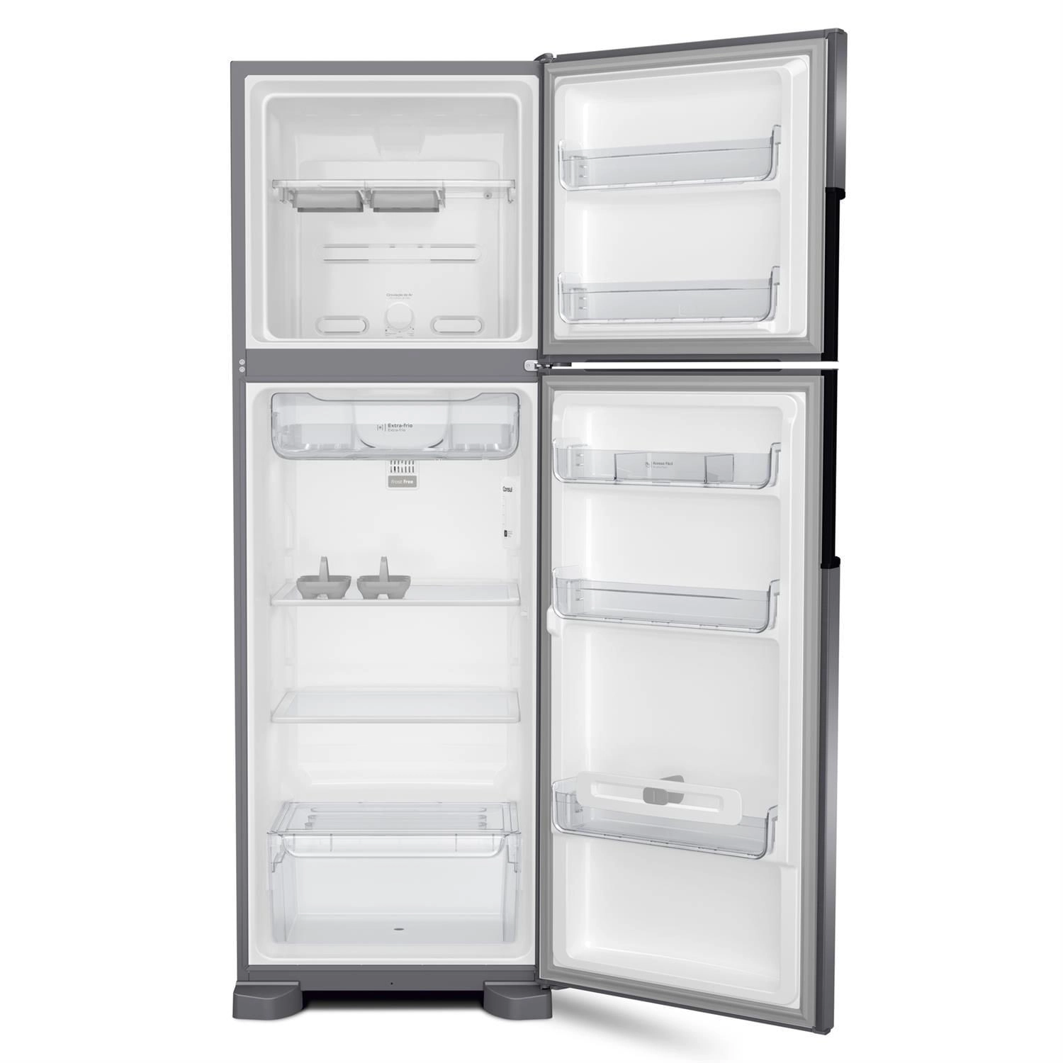 Geladeira Consul Frost Free Duplex 386 litros com Altura Flex cor  Inox  CRM44AK 220V