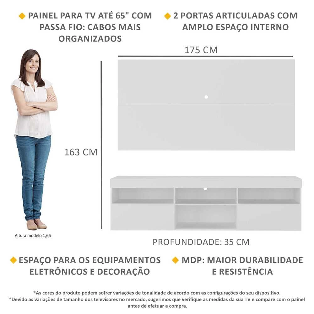 Rack com Painel TV 65" Holanda Multimóveis BR3059 Branco