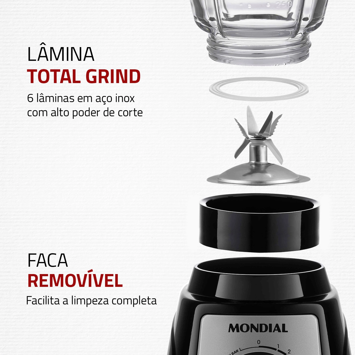 Liquidificador Mondial Turbo Glass L-1400-GI LIQUIDIFICADOR L-1400-GI 220V/60Hz