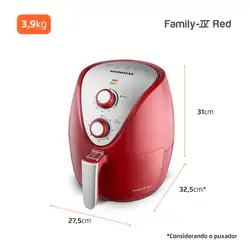 Fritadeira Elétrica Family IV Red AF-32-RI AIR FRYER	-220V-VERMELHO/INOX