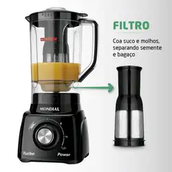 Liquidificador Mondial Turbo Power L-99-FB BI 550W 3 Velocidades Preto 220V