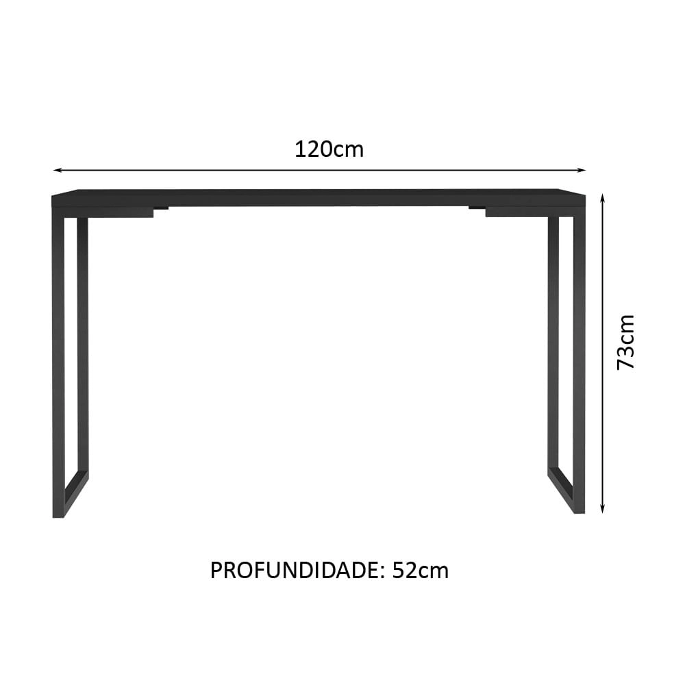 Conjunto Escritório Home Office com Mesa Industrial + Estante Escada Preto  Madesa Cor:Preto