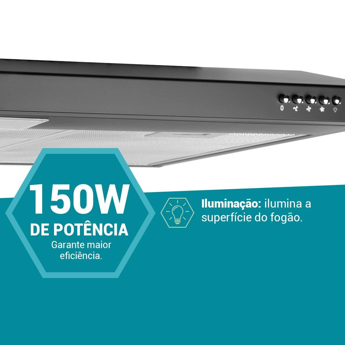 Depurador e Exaustor Preto Philco 80cm PDR80P 3 Velocidades 220V