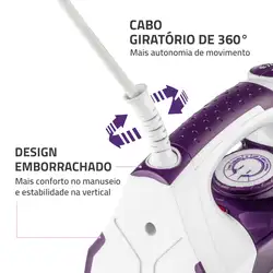 Ferro a Vapor Mondial Ceramic Express F-40 FERRO A VAPOR-220V-BRANCO/LILÁS