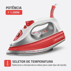 Ferro De Passar  A Vapor Mondial FVN-01-O Branco Coral 220v