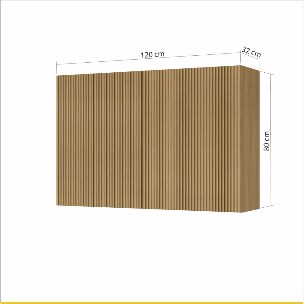 Armário 1.20M 2 Portas Canelada Rainha MDF Nature 500695 A80XL120XP32 Nesher