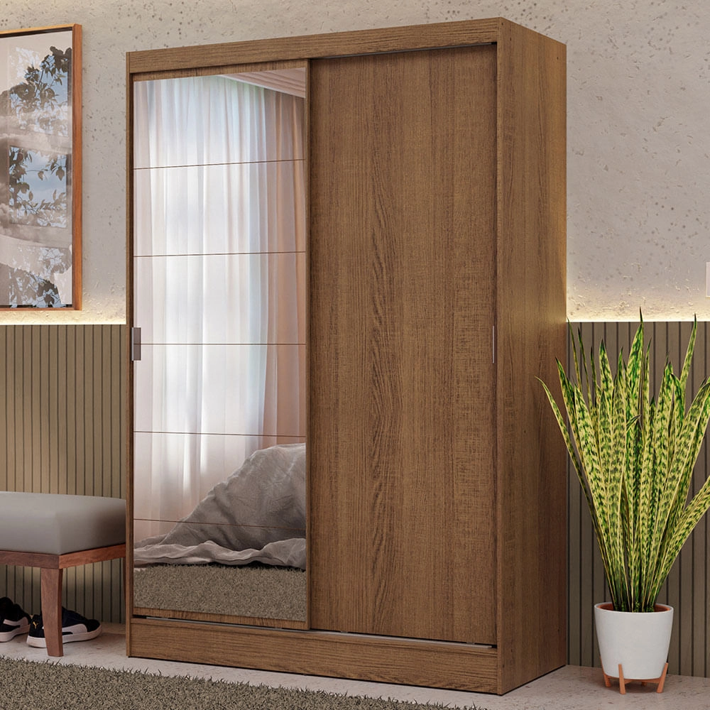 Guarda-Roupa 2 Portas de Correr com Espelho Rustic Max Madesa Cor:Rustic