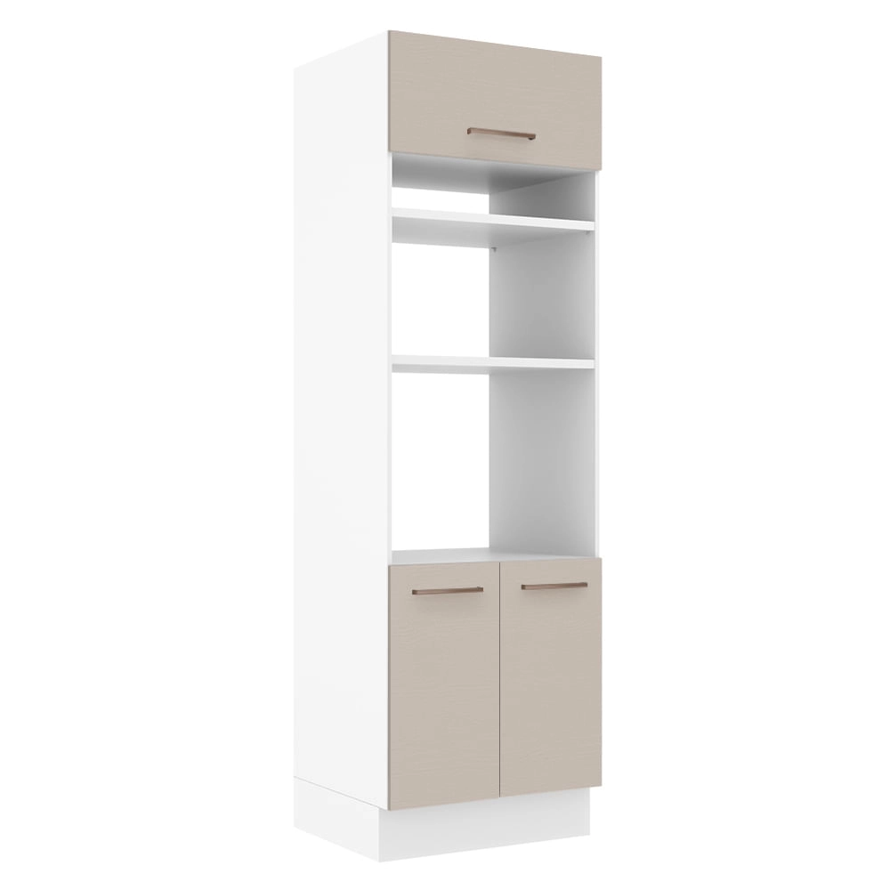 Torre Quente 70 cm 3 Portas Branco/Crema Agata Madesa Cor:Branco/Crema