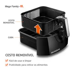 Fritadeira Sem Óleo Air Fryer 8L Mondial Preto - AFN-80-FB 220V/60Hz