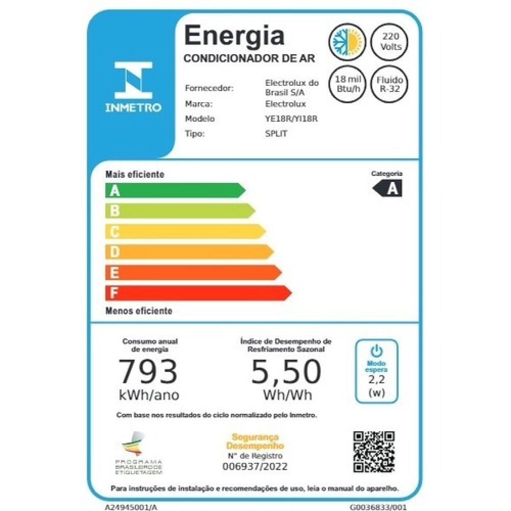 Ar-Condicionado Electrolux Split 18.000 BTUs Color Adapt Quente/Frio com Wi-fi (YI18R/YE18R) Ar-condicionado Electrolux Color Adapt Wi-fi 18.000 BTUs Quente/Frio (YI18R/YE18R)