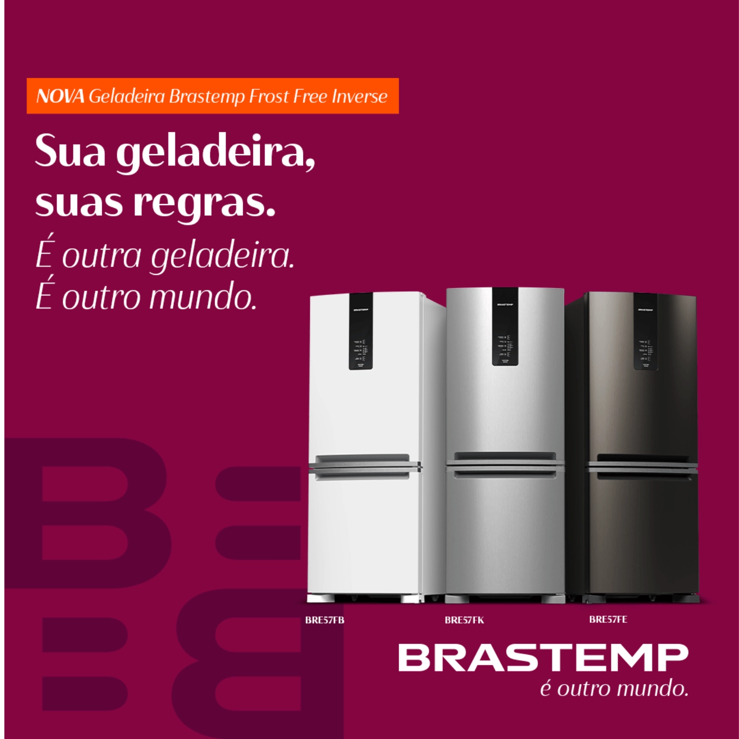 Geladeira Brastemp Frost Free Inverse A+++ 447 litros cor Inox com Smart Flow e Fresh Box - BRE57FK 220v