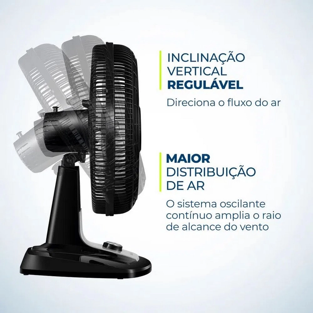 Ventilador de Mesa Mondial 50cm VTX-50-8P Preto/Prata 220v