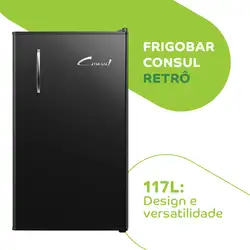 Frigobar Consul Retrô 117 Litros Preto Vinil - CRA12AE 220v