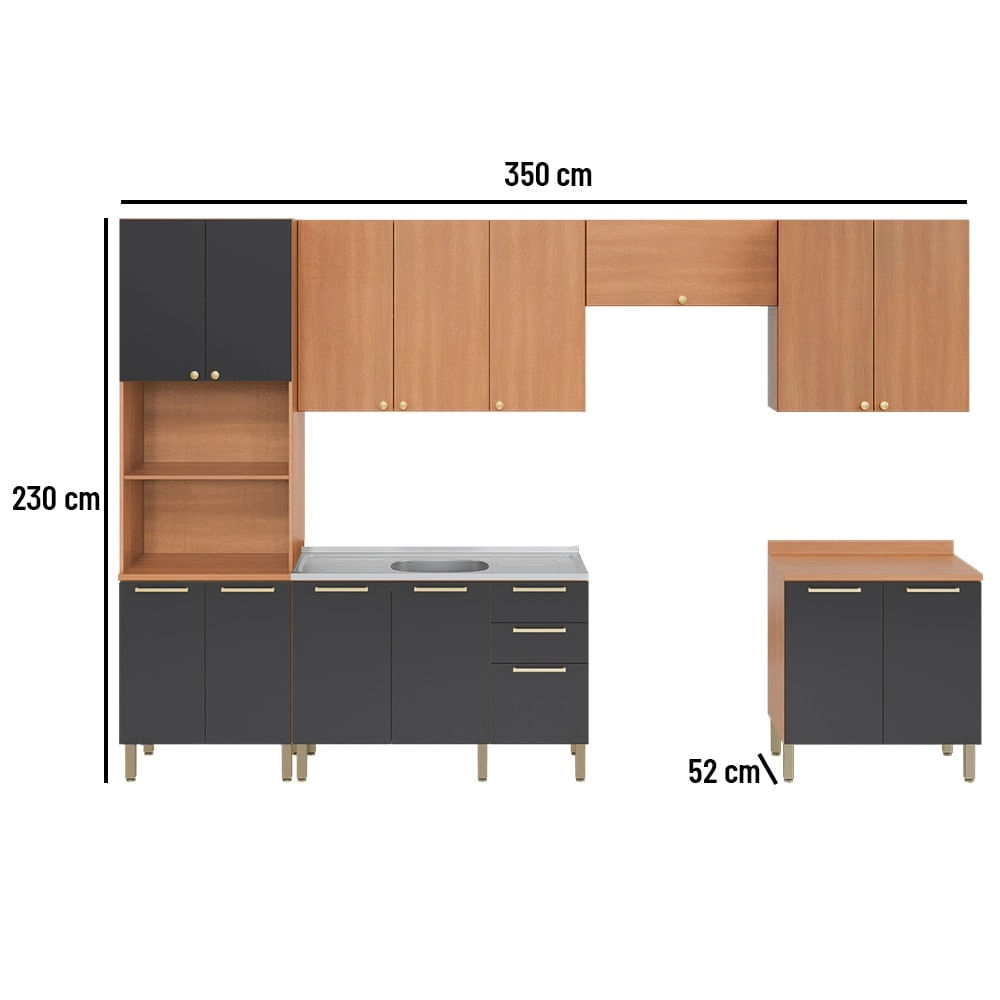 Cozinha Completa Telasul Sálvia 6 Peças Com Armário e Balcão de Pia  Telasul