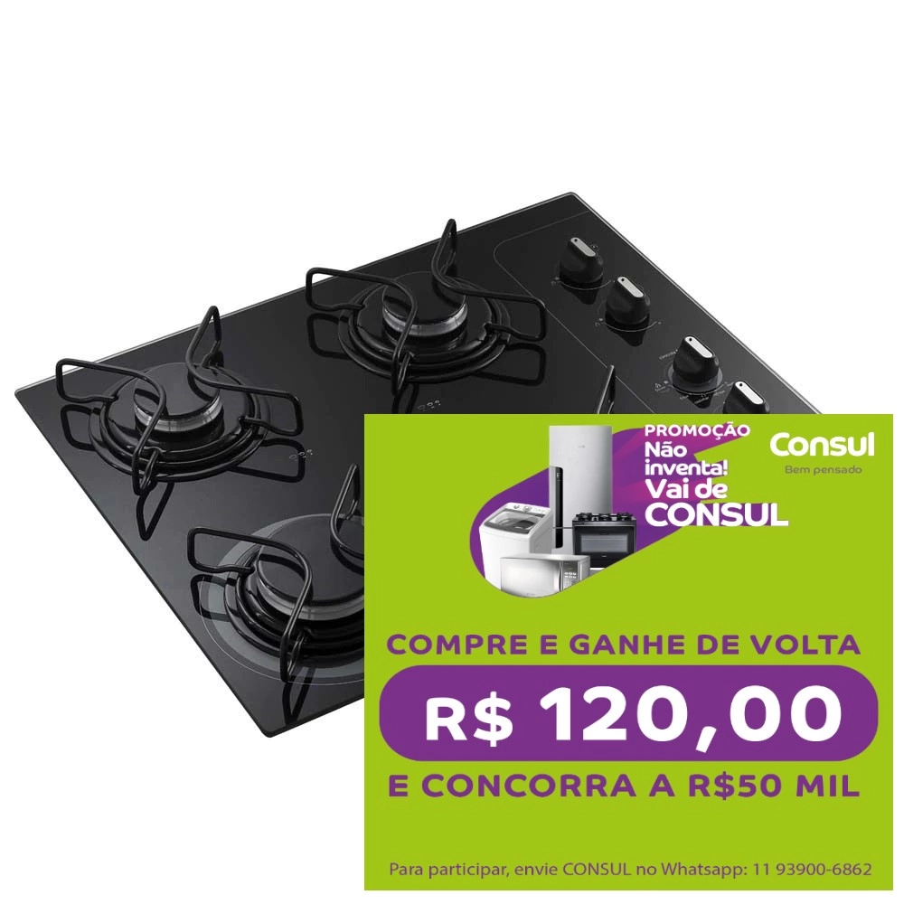 Cooktop 4 Bocas Consul CD060AE Facilite Preto Bivolt