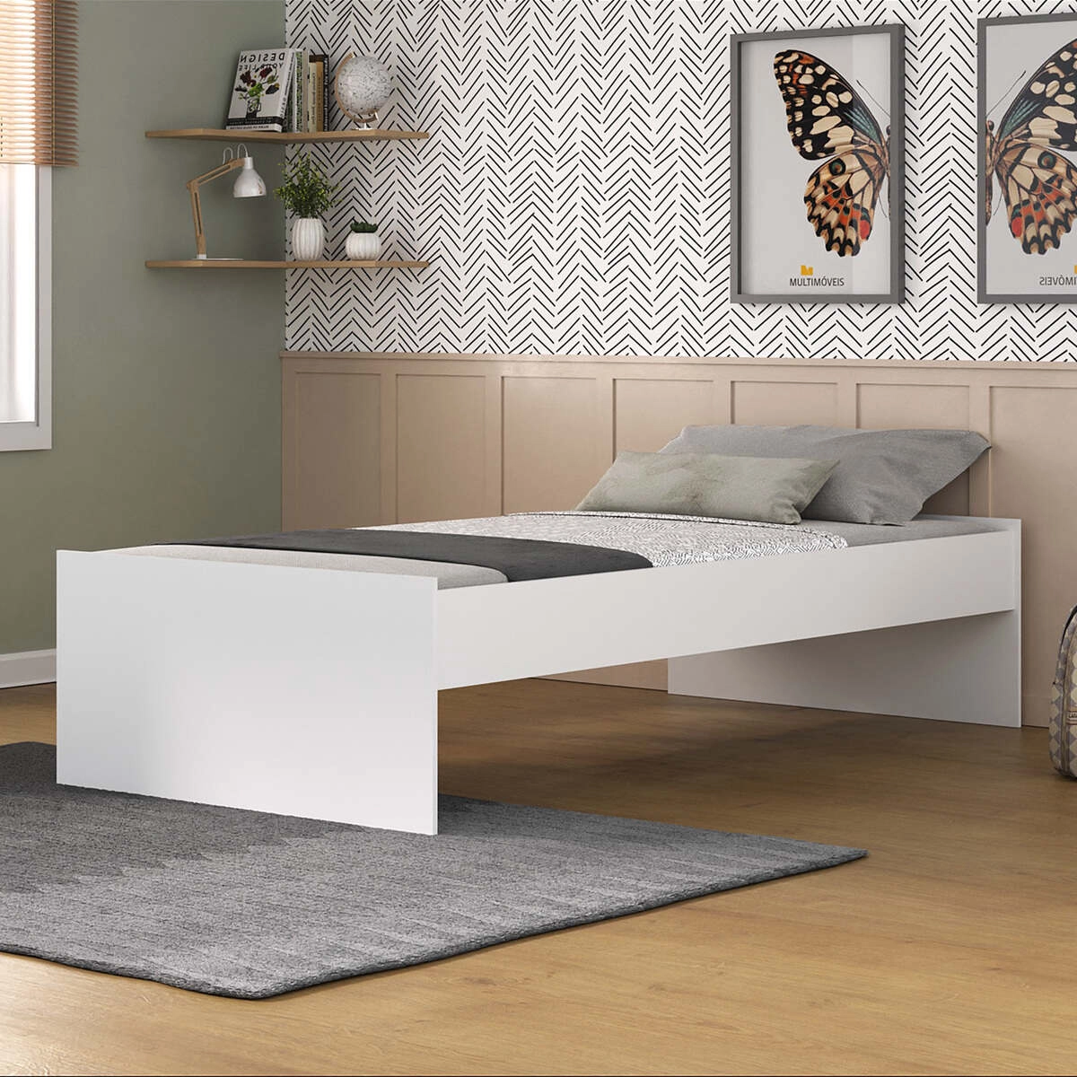 Cama de Solteiro para colchão 88x188cm Maçã do Amor Multimóveis BB4022 Branco