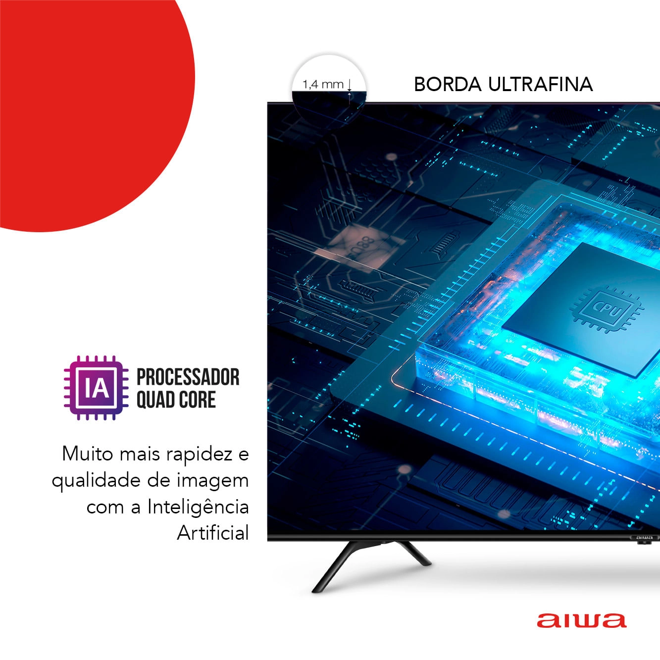 Smart TV Aiwa 55” Android, 4K, Borda Ultrafina, Dolby Vision & Atmos - AWS-TV-55-BL-01-A