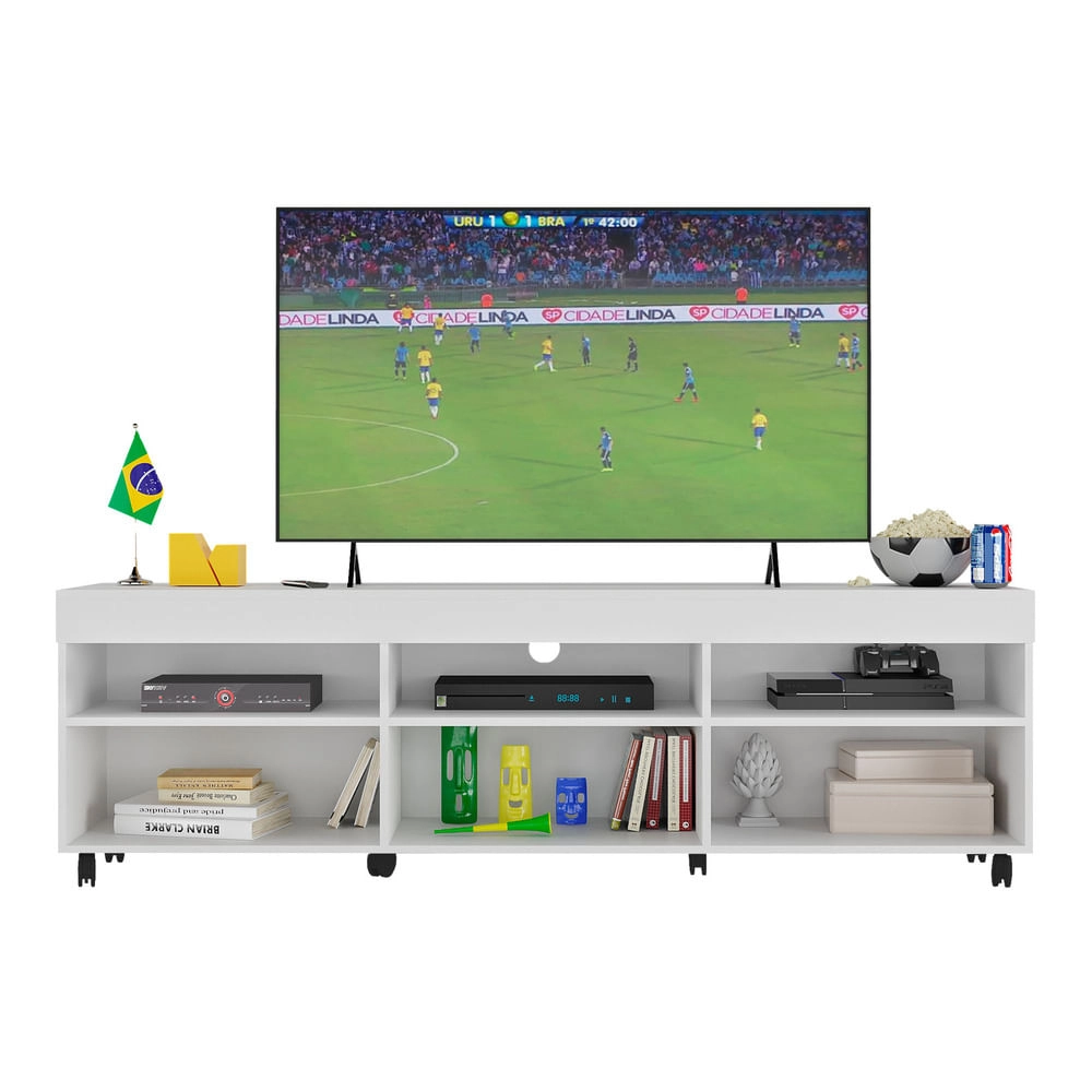 Rack TV 65" com Rodízios e 2 Portas Espanha Multimóveis MP3325 Branco