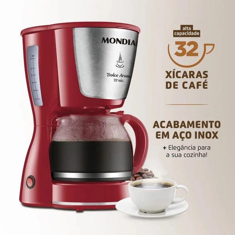 Cafeteira Elétrica Mondial Dolce Arome C-32-32X-R  32 Xícaras Vermelha/Inox 220V