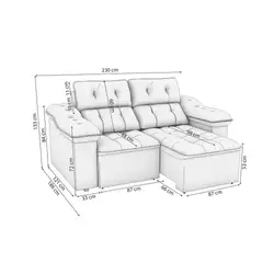 Sofá 3 Lugares 2.35M Retratil/Reclinável Sierra Veludo Deluxe S162N-2-A033 Marrom Kappesberg